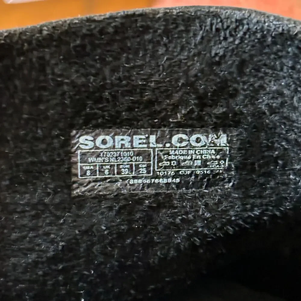 SOREL Addington Boots Women's 8 Black Leather Waterproof Lace Up NL2360-010
